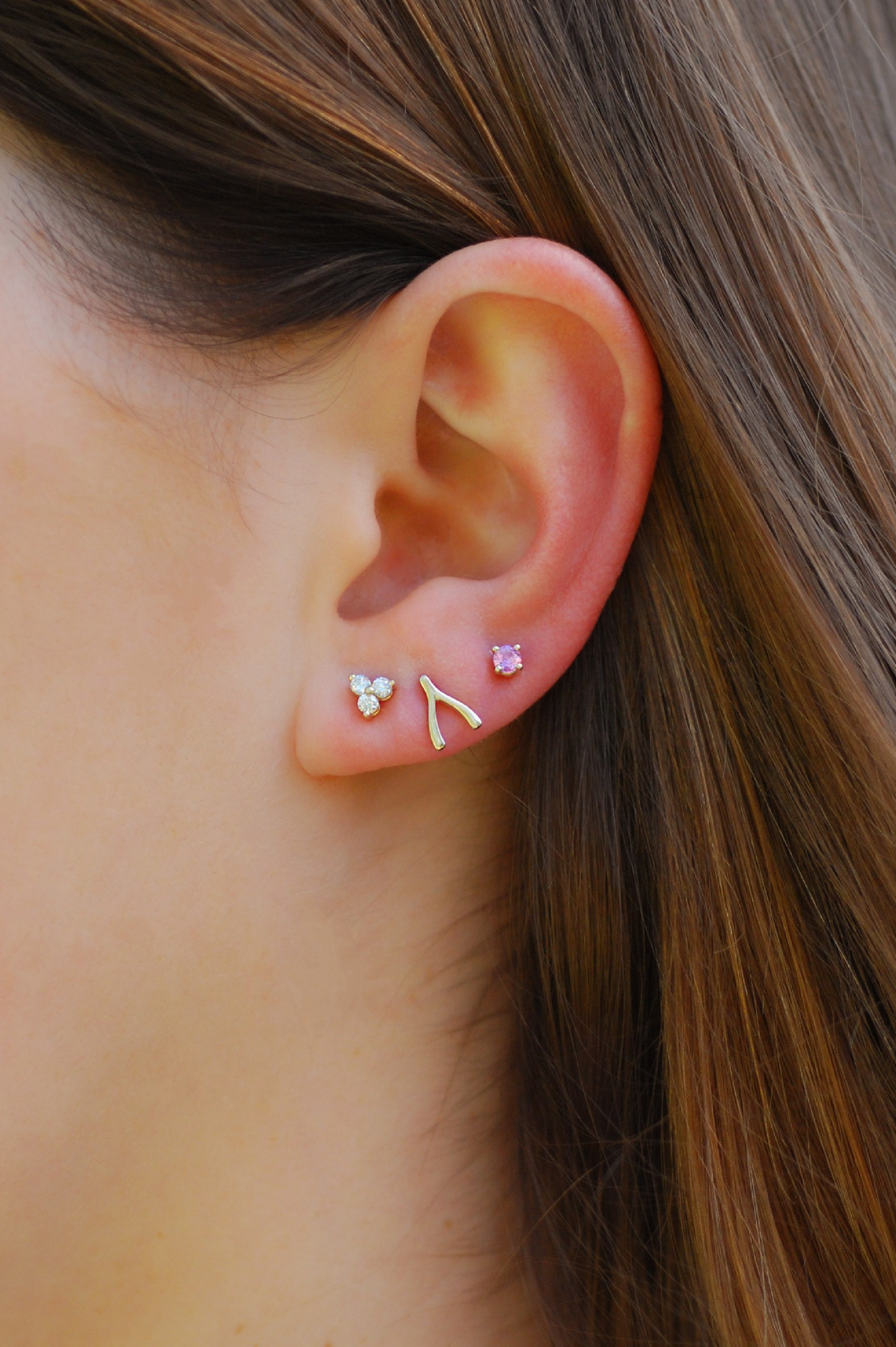 DIAMOND TRIO STUD EARRING