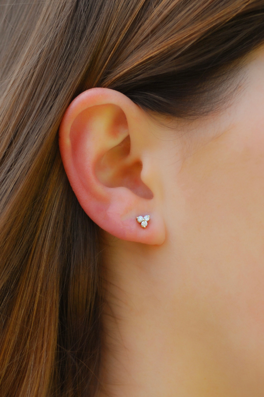 DIAMOND TRIO STUD EARRING